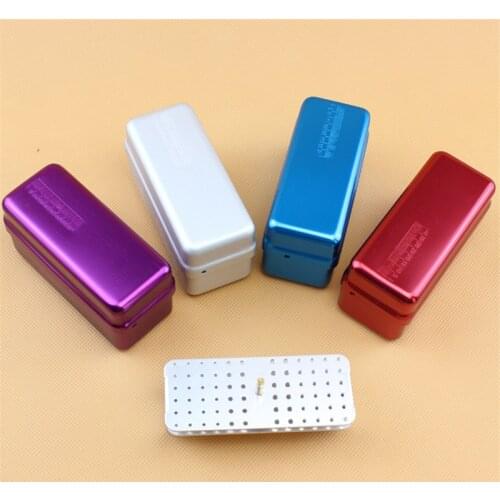 1pcs Aluminum Dental Disinfection Box Autoclave Sterilizer Case Burs Endo Files Holder 72 Holes For Burs Dentist Lab Instrument