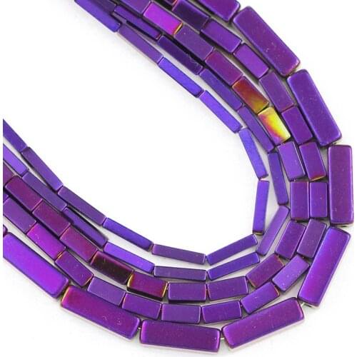 Natural Stone Beads Rectangle Cuboid Purple Hematite 4/6/9MM Square Spacer Loose Beads For Jewelry Making Diy Bracelet Findings