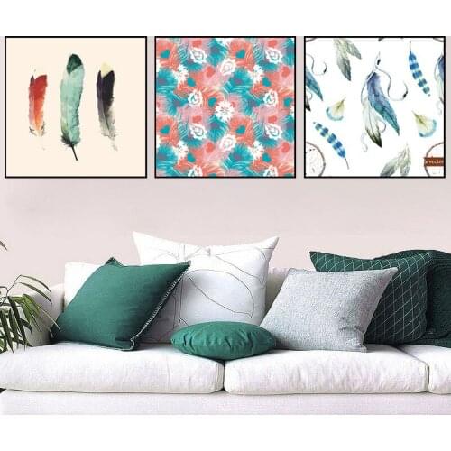 Exotic Sentiment Stories Ethnic Stamping Elephants Feathers Birds European Livingroom Background Canvas Art Poster Painting