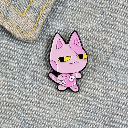 Cartoon Pink Animal Cat Dog Flowers Enamel Brooch Custom Alloy Jewelry Woman Clothes Bag Pin Accessories Sweet Gift For Friends