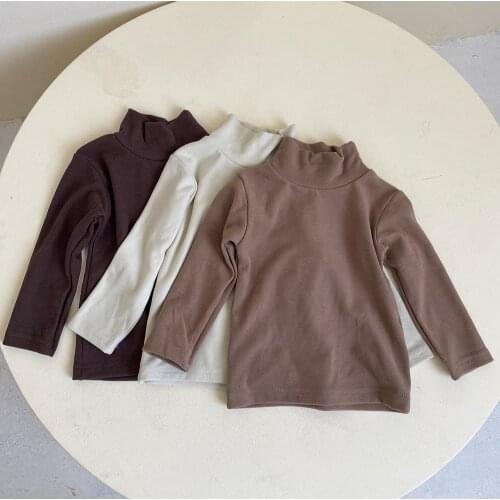 Baby Boys Long Sleeve T-shirt Toddler Outfits Baby Turtleneck T-shirts 2021 Spring Autumn New Toddler Girls Solid Tee Shirt Top