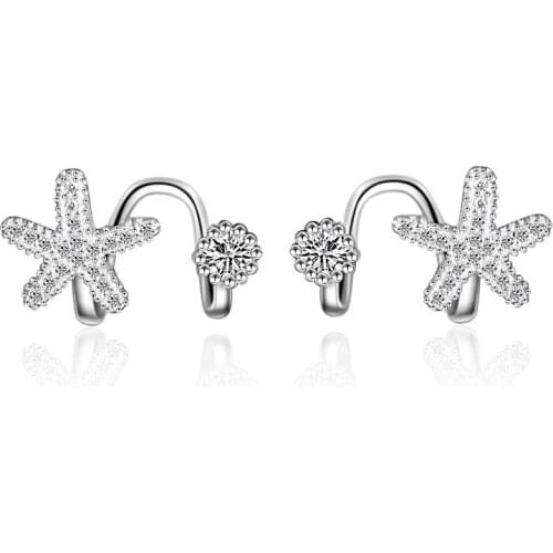 Hot Sale Wholesale 2017 New Design Flower Shiny CZ Diamon 925 Sterling Silver Clip Earrings for Women Jewelry Gift Drop Shipping