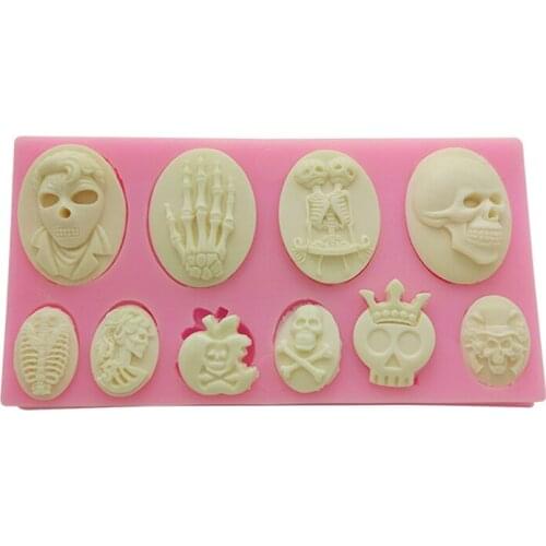 Free shipping New Halloween funny skull liquid silicone mold fondant chocolate cake mold