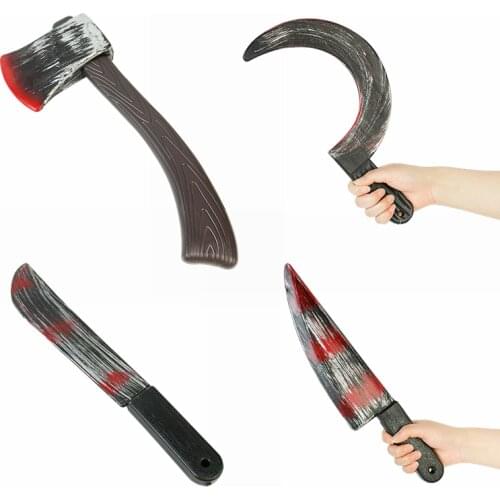Halloween Decoration Plastic Fake Bloody Props Cleaver Ax Sharp Knife Optional Role-playing Horror Toy Halloween Party Supplies