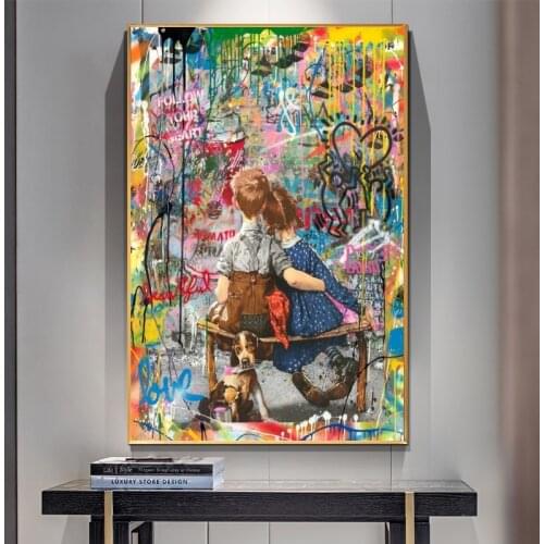 Banksy Art My Childhood Besd Friends Paintings on Wall Street Art Graffiti Canvas Posters and Print Pop Art for Home Decoration