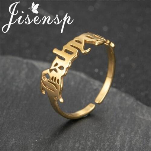 Jisensp Vintage Art Letter Babygirls Finger Rings Women Party Stainless Steel Rings Adjustable Fashion Jewelry Birthday Gift
