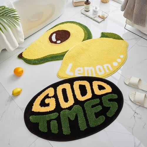 Door Entrance Bathroom Mat Fruit Letter Bath Rug Non-Slip Mat Toilet Door Mat Entrance Door Absorbent Mat Anti-slip Door Mat