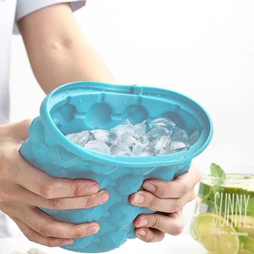 Ice Cube Maker With Lid Silicone Ice Bucket Ice Mold Space Saving Champagne Wine Beer Bucket For Kitchen Party Barware