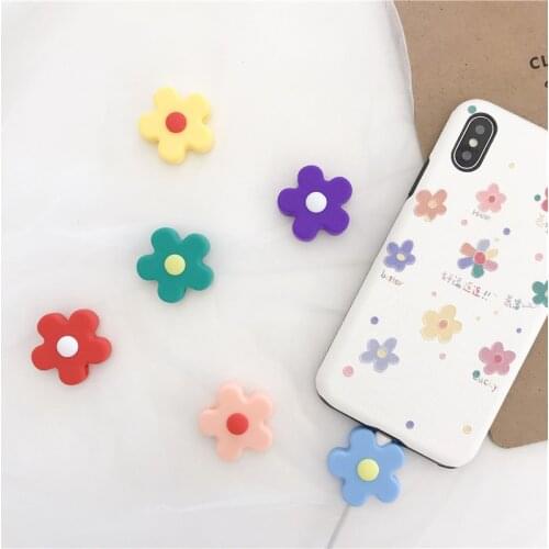 Lovely Cute Flower Data Cable Protector Winder For iPhone Samsung Huawei Xiaomi Phone USB Charger Charging Wire Cord Protection