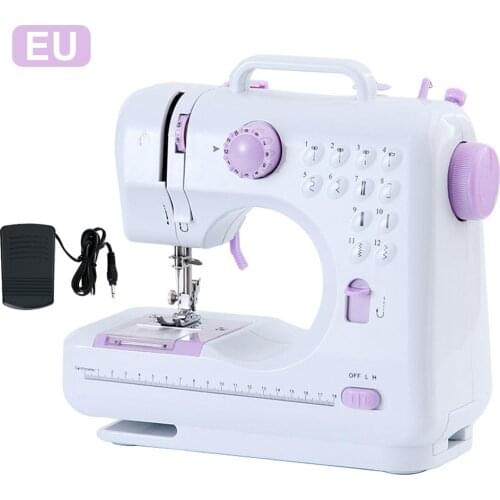 Mini 12 Stitches Sewing Machine Household Multif Double Thread And Speed Free-Arm Crafting Clothes Fabrics Mending Machine LED