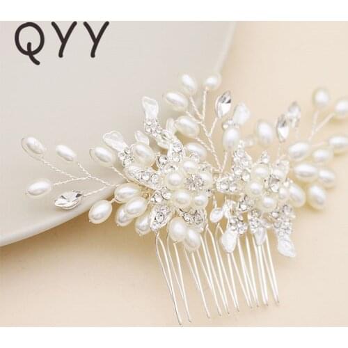 QYY Fashion Pearl Hair Clip Comb for Wedding 2019 Bridal Hair Accessories Jewelry Hair Pin Pearls for Women