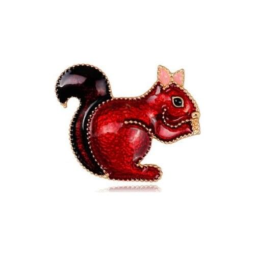 Fashion Cartoon Red Squirrel Enamel Brooches Women Mens Alloy Lovely Animal Party Banquet Weddings Brooch Christmas Gifts