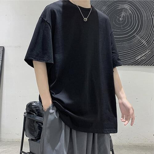 King Billion 100% Cotton Mens Summer Mens T-shirt Loose 5 Half Short-sleeved Casual Basic Shirt O Neck Solid Color