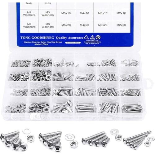 Hex Socket Head Cap Screw Set M2 M3 M4 M5 Stainless Steel Hexagon Flat Round Cap Head Screw Kit Assortment Homemade,Woodwork