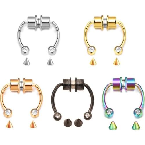 New Fashion Nose Ring Reusable Alloy Fake Magnetic Nose Ring Horseshoes Non Piercing Hoop Jewelry For Party Bar Birthday