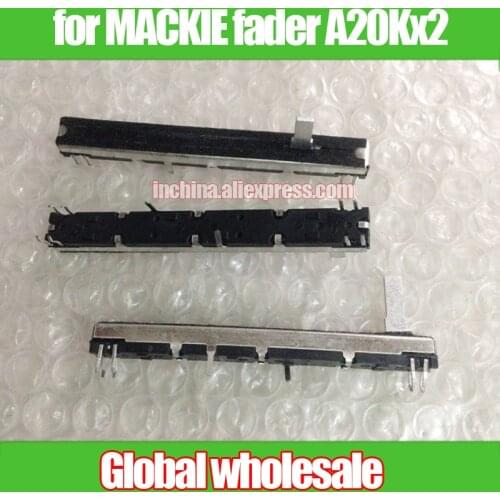 2pcs 75mm straight slide potentiometer for MACKIE fader A20Kx2 / double linkage dual channel fader A20K-15MM stroke 60mm