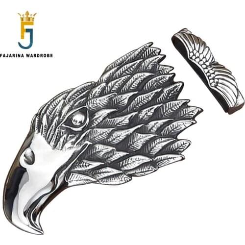 FAJARINA Unique Design Plate with Silvery Retro Slide Style Belt Buckles for 3.6-4.0cm Width Eagle Smooth Belts Buckle BCK046