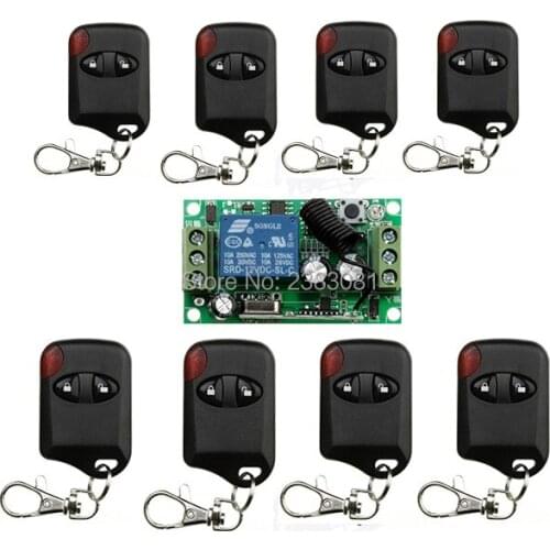 High Quality new DC 12V 10A 1CH 315MHz/433MHZ Wireless RF Remote Control Switch teleswitch 8* cat eye Transmitter+ 1*Receiver