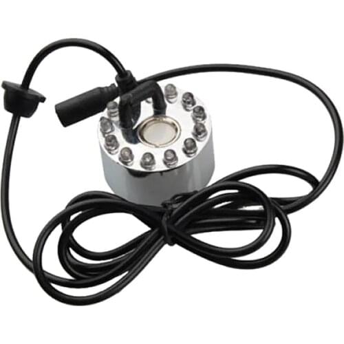 Color Changing 12 LED Mist Maker Fogger for Water Fountain Pond Fog Atomizer Air Humidifier - Silver