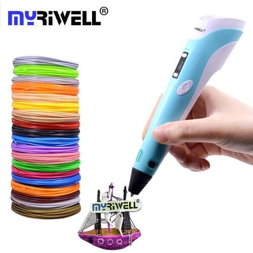 Myriwell RP-100B 3D Pen DIY 3D Printer Printing Pen + Base / Power Adapter / 100M 1.75mm ABS Filament for Kids Drawing Design