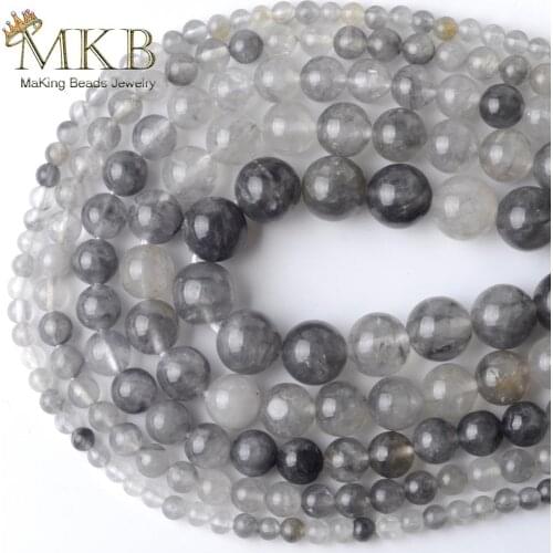 Grey Crystal Quartz Stone Natural Stone Round Beads For Jewelry Making Space Loose Beads 4mm-12mm Diy Bracelet Jewellery 15