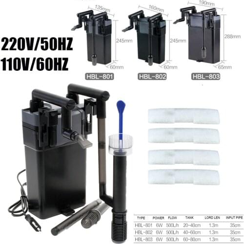 SunSun Hang On Filter Skimmer Up to 100 Liter Aquarium 6W Multi-stage Filter Adjustable Flow Oil Film Remove 500L/H 20-80cm TANK