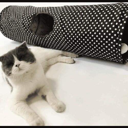 Collapsible Cat Tunnel Toy 3 Holes Polka Dot Cat Tunnel Cat Toys Pet Play Tube for Pet Cat Rabbits Kittens Training Toy