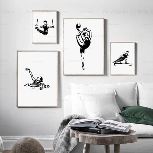 Athlete Sketch Canvas Painting Gymnastics Swimming Art Poster Minimalist Wallpaper Craft Print Picture Decoration Home