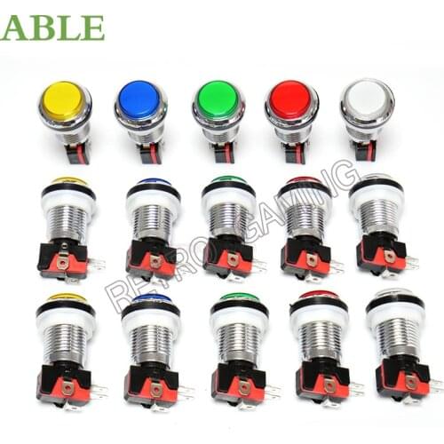 1pcs CHROME Plated illuminated 12v LED Arcade Push Button with microswitch player 1 and 2 1pcs