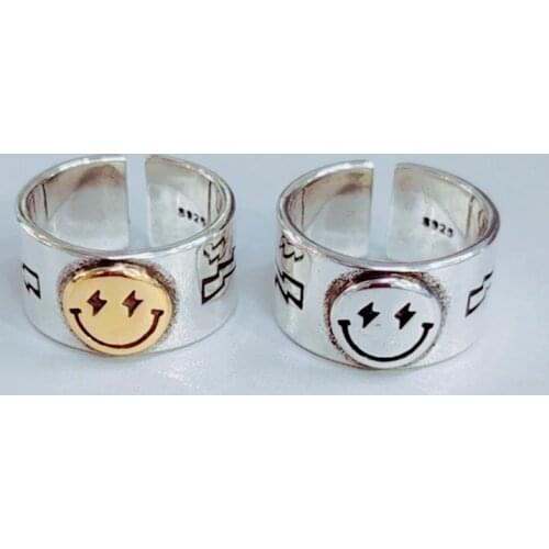 Punk Vintage Smile Face Rings For Women Boho Female Charms Jewelry Men Antique Knuckle Ring Fashion Party Gift