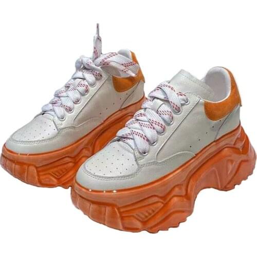 High Technology Light Rubber Sole Leisure Shoes Women Genuine Cowhide Upper Wedges Lace-up Brand High Quality 2021 New