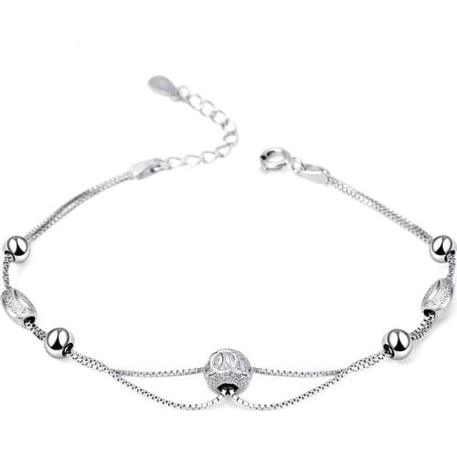 YJ00438 New Fashion S925 Sterling Silver Bracelet Women Simple Bead Bracelet Jewelry Personality Women Accessories