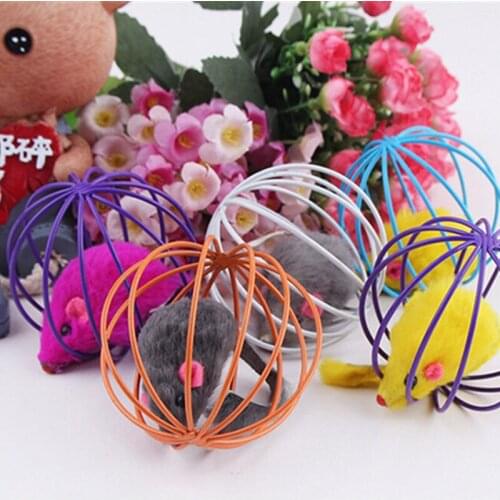Fun Gift Play Playing Toys False Mouse in Rat Cage Ball For Pet Cat Kitten