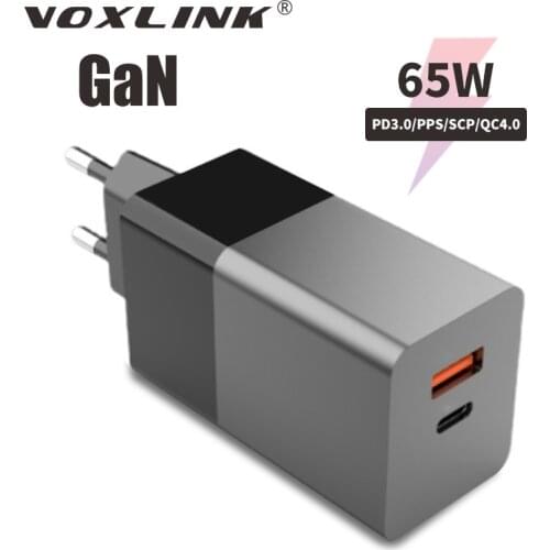 VOXLINK 65W GaN Charger Quick Charge 4.0 3.0 Type C PD USB Charger with QC 4.0 3.0 Portable Fast Charger ForiP ForXiaomi Laptop