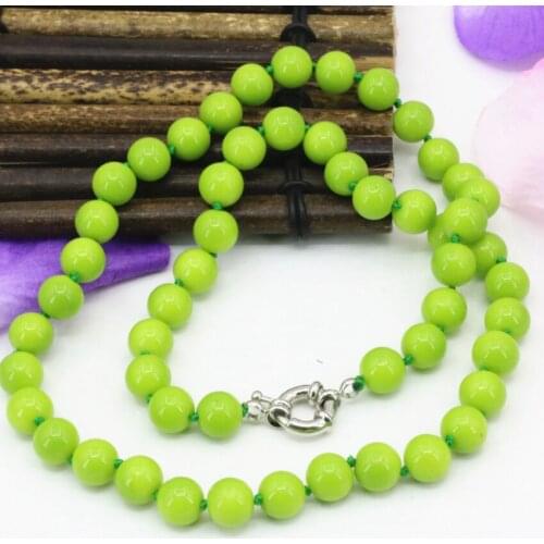 Green baking paint glass 8mm round beads chain necklace for women clavicle choker elegant gifts new fashion jewelry 18inch B3220