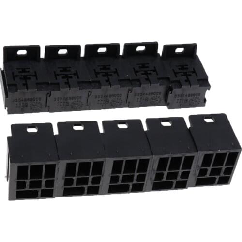 10pcs Car Automotive 5 Pin Relay Socket Holders + 6.3mm Copper Terminals
