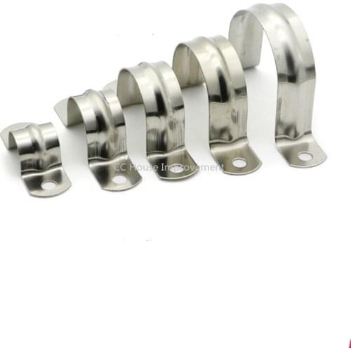 10Pcs U-type Stainless Steel Hose Clamp Semicircle Pipe Clamp Air Water Tube Clips Water pipe fasteners M5-M45