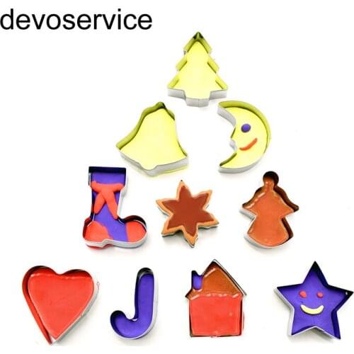 10PCSChristmas Quality Stainless Mould Baking Tool Cookies Cutter Molds Biscuit Cake Kitchen Tools Christmas Decoration For Home