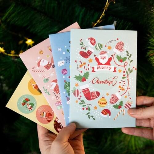 12Sets Merry Christmas Gift Bags Santa Claus Snowman Xmas Party Candy Favor Bag with Stickers New Year Gift Packaging Supplies
