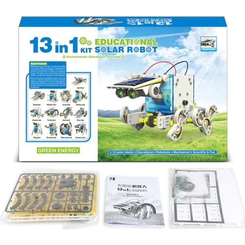 13 In 1 Educational Solar Robot Kit Power DIY Assembled Toy Car Boat Animal Blocks Toys Science Intelligent Blocks Kids Toy Gift