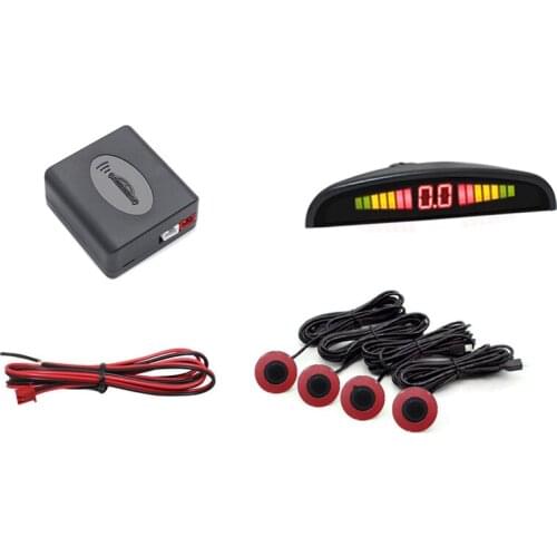 4 Sensors Car Flat Parking Sensor Crescent Auto Reverse Backup Detector System with LED Display for Cars