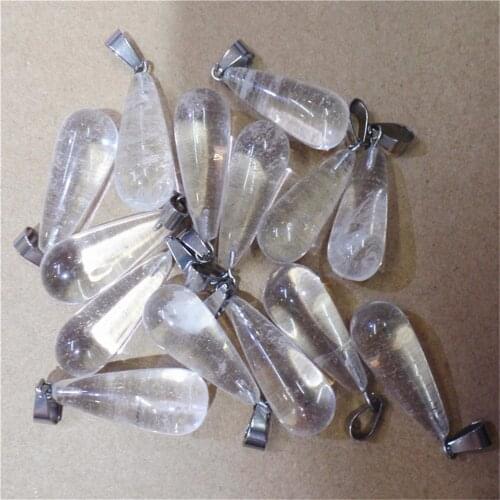 50Pcs 25x10mm Wholesale White Quartz Teardrop Pendant Bead DIY Earrings Handmade Jewelry Accessories S664
