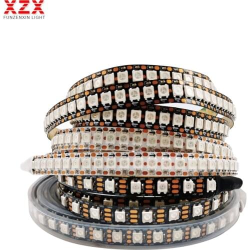 5m 74/96/144Ied WS2812B WS2812 SMD5050 Smart RGB LED Strip IndividuaIIy AddressabIe Light BIack/White PCB Waterproof DC5V