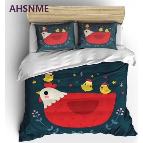 AHSNME Chicken Duvet Cover Christmas Easter Festival Gift Bedding Sets Cute Soft Microfiber Fabric Quilt Cover Sets