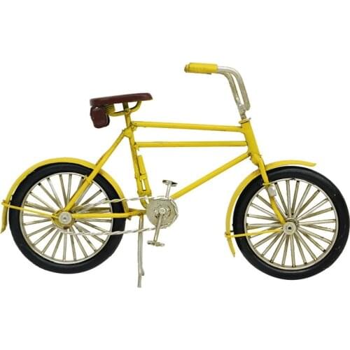 Antique Decor Metal Vintage Yellow Bicycle Creative Desktop Trinket Miniature Gift Nostalgic Handmade Hand Painted Quality