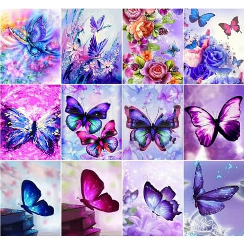 AZQSD Oil Painting By Numbers Animal HandPainted DIY Gift Picture Artcraft On Canvas Coloring By Numbers Butterfly Home Decor