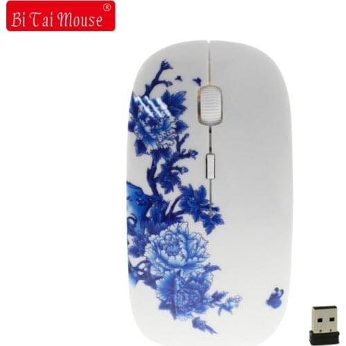 2.4Ghz Chinese blue and white porcelain Wireless Mouse Optical Mice 1200 DPI Wireless Mouse For Computer PC