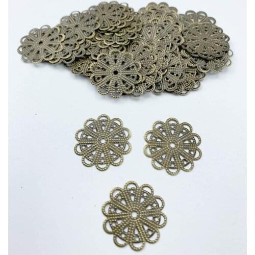 50pcs 22mm Filigree round Metal Stamping Flower Filigree Findings DIY Hand Made Jewelry Accessories