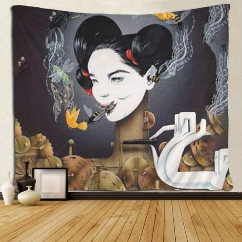 Custom Goth Gothic Women Girl Eat Insect Tapestries Unique Art Custom