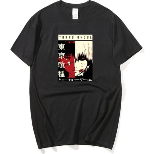 Japanese anime Tokyo Ghoul Men Cotton T Shirt Men Women Kaneki Ken Print Couple Harajuku T-Shirts t shirt Hip Hop Tee Tops